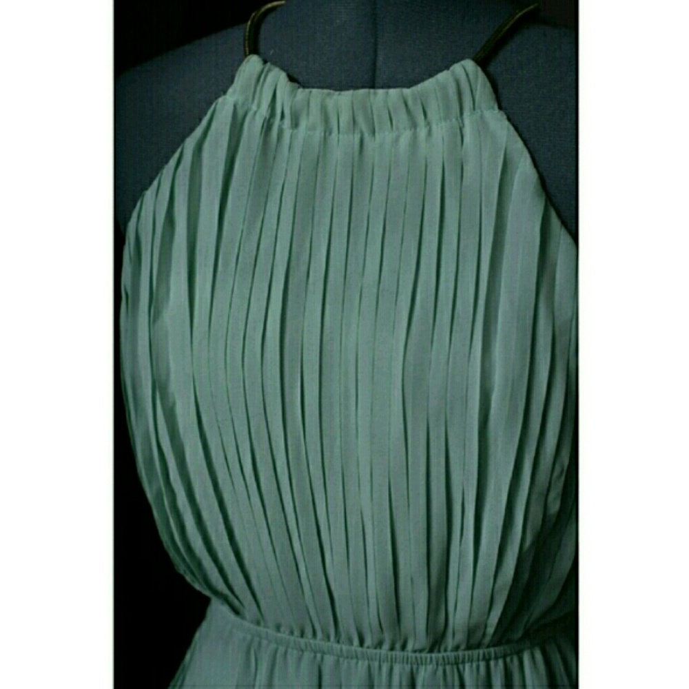 Mint Halter Pleated Maxi Dress